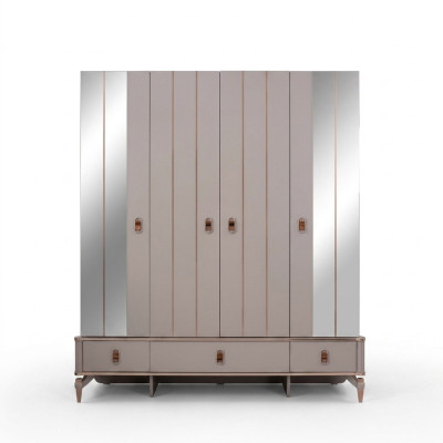 Armario de ropa Armario para niños Armario de madera Armario Madera Beige Espejo