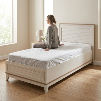 Muebles infantiles Cama Cuna Marco de cama Habitación infantil Blanco Moderno 120cm