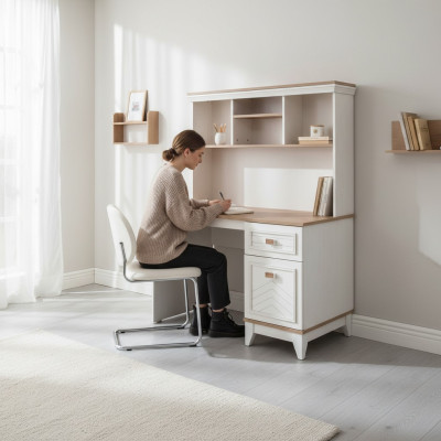 Escritorio Armario Mesa de ordenador Blanco Muebles de oficina Madera Mesa Estantes