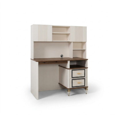 Escritorio Mesa de oficina Mesa de ordenador Beige Muebles de oficina Madera Estantes