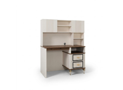 Escritorio Mesa de oficina Mesa de ordenador Beige Muebles de oficina Madera Estantes