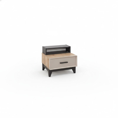 Mesa de noche de habitación infantil moderna, mesitas de noche, consolas de madera marrón.