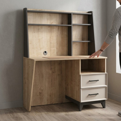 Escritorio de computadora marrón para niños muebles de madera mesa estantes