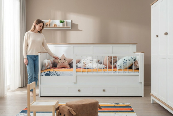 Cuna Cercado Cunita Cuna Blanca Madera Cama Moderna