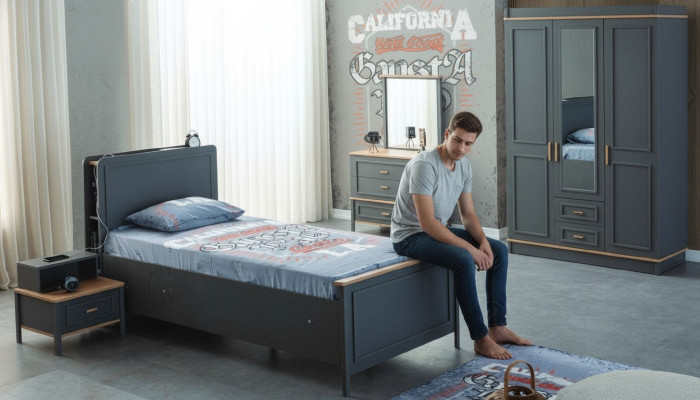 Muebles infantiles Conjunto de habitación infantil Cama Cuna gris Madera Set de 5 piezas