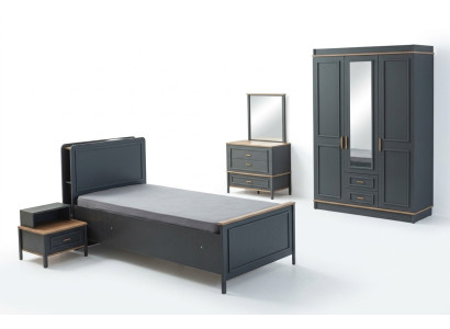 Muebles infantiles Conjunto de habitación infantil Cama Cuna gris Madera Set de 5 piezas