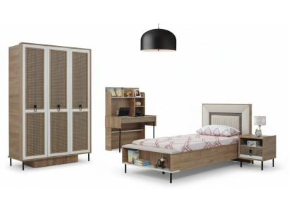 Muebles infantiles modernos completos Juego de cama infantil de madera marrón de 4 piezas nuevo