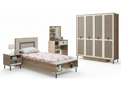 Juego de habitación infantil Cama Cuna Muebles infantiles Marrón Madera Set de 5 piezas