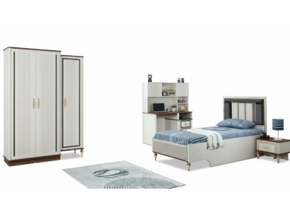 Conjunto de cama infantil completa muebles para niños cama niño Blanco Madera Set 4 piezas Moderno
