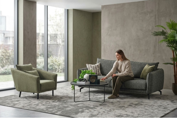 Juego de sala conjunto de sofá tres plazas sillón gris conjunto de sofá de tela 3+1 plazas.