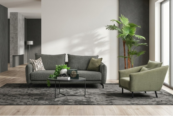 Juego de sala conjunto de sofá tres plazas sillón gris conjunto de sofá de tela 3+1 plazas.