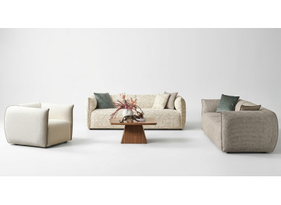 Conjunto de sofá de tres plazas, sillón y sofá de tela beige sofá de tela de cuatro plazas 4+3+1