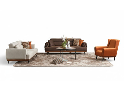 Sofá de tela de 4 piezas con tres plazas, sillón y sofá multicolor 3+3+1+1.