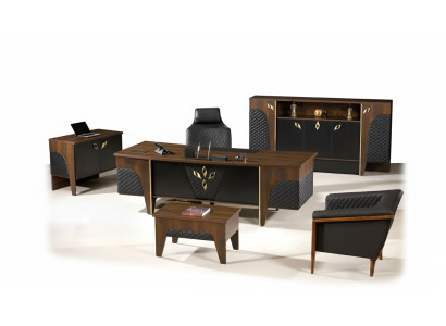 Muebles de oficina, oficina completa, escritorio de oficina, mesa de oficina, juego de 4 piezas de madera marrón.