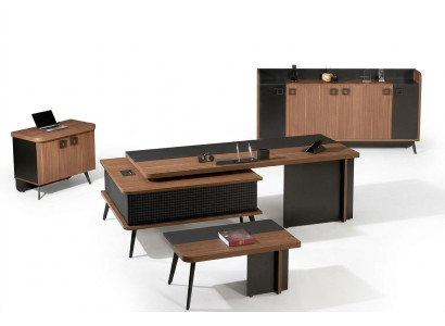 Oficina completa, muebles de oficina, escritorio de oficina, oficina, escritorio de oficina, conjunto de 4 piezas, madera marrón.