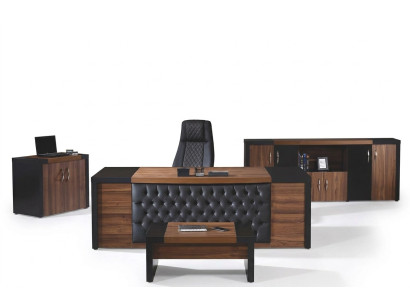 Escritorio de oficina Muebles de oficina Oficina completa Conjunto de escritorio de 4 piezas Madera Marrón Oficina
