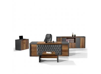 Oficina completa Muebles de oficina Escritorio Oficina Mesa de oficina Juego de 4 piezas Madera Marrón