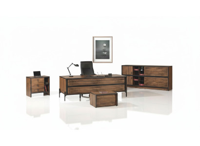 Muebles de oficina oficina completa Escritorio Oficina Set 4 piezas Madera Marrón