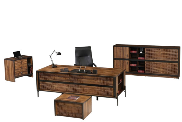 Muebles de oficina completos escritorio mesa de oficina 4 piezas madera marrón