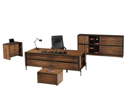 Muebles de oficina completos escritorio mesa de oficina 4 piezas madera marrón