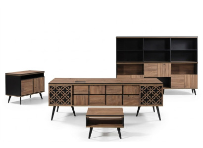 Escritorio de oficina muebles de estudio oficina completa escritorio 4 piezas madera marrón