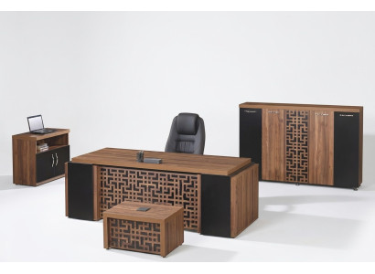 Oficina completa Muebles de oficina Escritorio Oficina Escritorio Conjunto de 4 piezas Madera Marrón