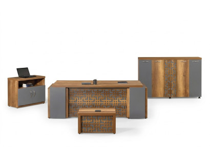 Mesa de oficina Muebles de oficina Oficina completa Escritorio Set de 4 piezas Madera Marrón Oficina