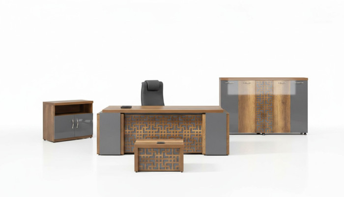 Oficina completa Muebles de oficina Escritorio Oficina Conjunto de mesa de oficina 4 piezas Madera Marrón