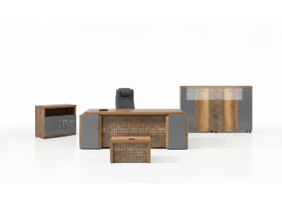 Oficina completa Muebles de oficina Escritorio Oficina Conjunto de mesa de oficina 4 piezas Madera Marrón