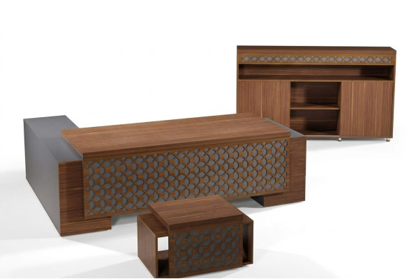 Mueble de oficina completo escritorio esquinero oficina conjunto de mesa de oficina 3 piezas madera marrón