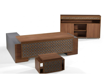 Mueble de oficina completo escritorio esquinero oficina conjunto de mesa de oficina 3 piezas madera marrón