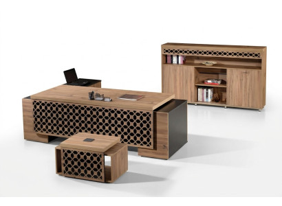 Escritorio de oficina en esquina de lujo Juego completo de escritorio de oficina de 3 piezas de madera marrón Muebles de oficina