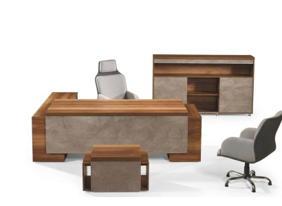 Completamente equipado, muebles de oficina, mesa de esquina para oficina, oficina, juego de mesa de oficina de 3 piezas, de madera color marrón.