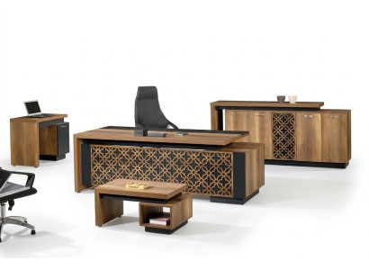Oficina completa Conjunto de muebles de oficina Escritorio Oficina Escritorio Conjunto de 4 piezas Madera Marrón