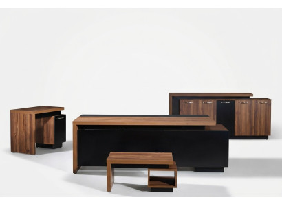 Escritorio de oficina, muebles de oficina, oficina completa, juego de escritorio de 4 piezas, madera negra.