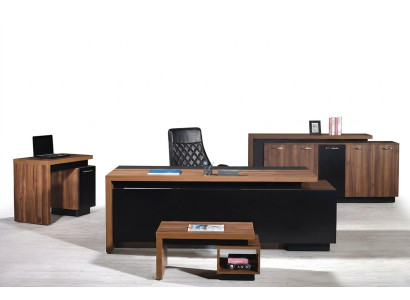 Muebles de oficina, oficina completa, escritorio, mesa de oficina, 4 piezas, madera negra.
