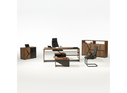 Muebles de oficina completos escritorio 4 piezas de madera marrón muebles de oficina.