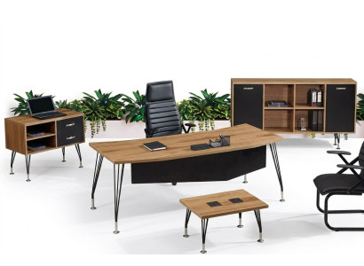 Muebles de oficina Conjunto de oficina Escritorio Oficina Mesa de oficina 4 piezas Madera Negro