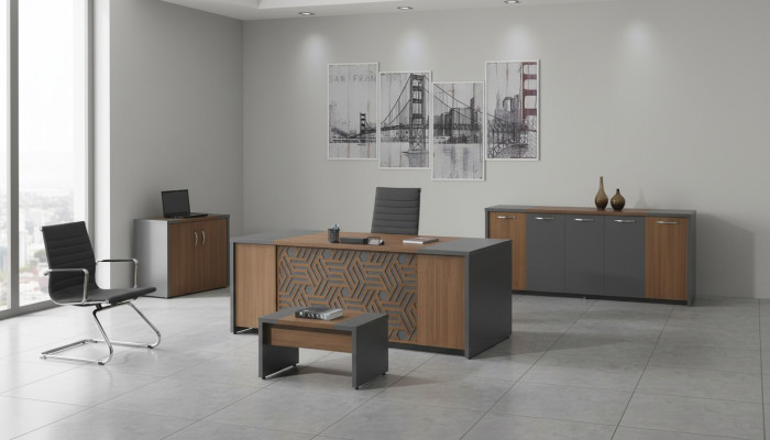 Oficina completa Escritorio de oficina Muebles de oficina Conjunto de escritorio de 4 piezas Madera Marrón Oficina
