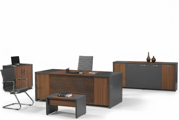 Oficina completa Escritorio de oficina Muebles de oficina Conjunto de escritorio de 4 piezas Madera Marrón Oficina