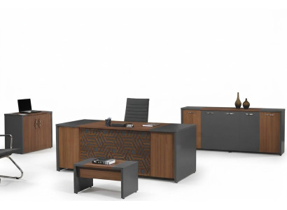 Escritorio de oficina Muebles de oficina Oficina completa Conjunto de escritorio 4 piezas Madera Marrón Oficina