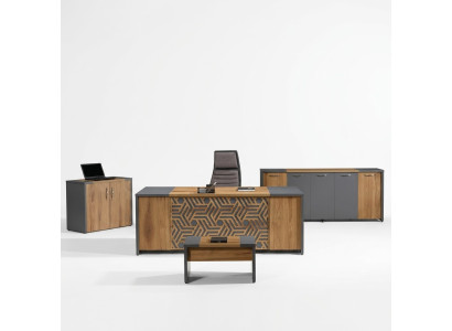 Conjunto de oficina completo muebles de oficina escritorio mesa de oficina set de 4 piezas madera marrón