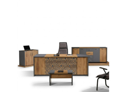 Muebles de oficina Conjunto de muebles para estudio Escritorio de oficina 4 piezas de madera marrón Set