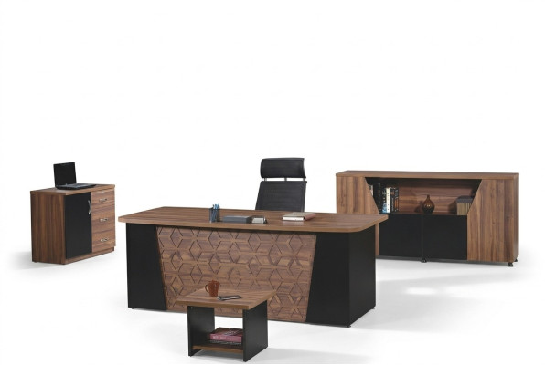 Escritorio completo Oficina Mesa de oficina Conjunto de muebles de oficina de 4 piezas Madera Marrón Oficina