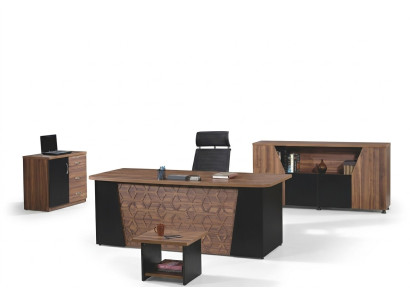 Escritorio completo Oficina Mesa de oficina Conjunto de muebles de oficina de 4 piezas Madera Marrón Oficina
