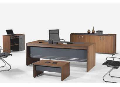 Conjunto de muebles de oficina oficina completa Escritorio Set de 4 piezas Madera Marrón Oficina