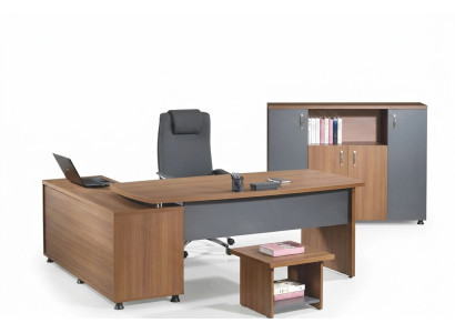 Eckbürotisch Mobiliario de oficina en casa Oficina completa Oficina de 3 piezas Madera Marrón Set