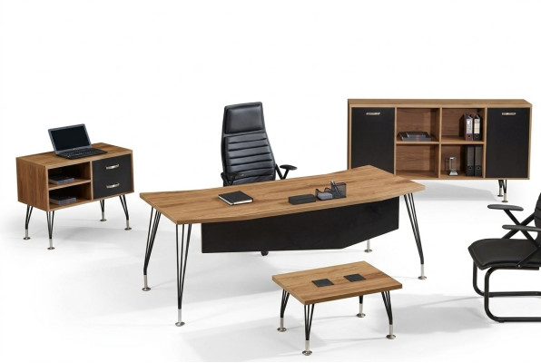 Muebles de oficina de lujo Juego de escritorio de 4 piezas de madera negro