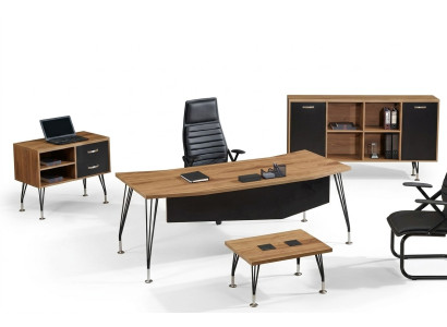 Muebles de oficina de lujo Juego de escritorio de 4 piezas de madera negro