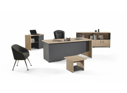 Mesa Muebles de oficina Muebles de estudio Escritorio Conjunto de 4 piezas Madera Gris